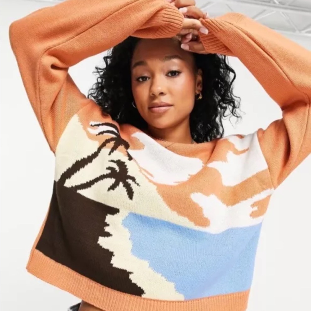 ASOS DESIGN sweater with scenic patterns Size 14
